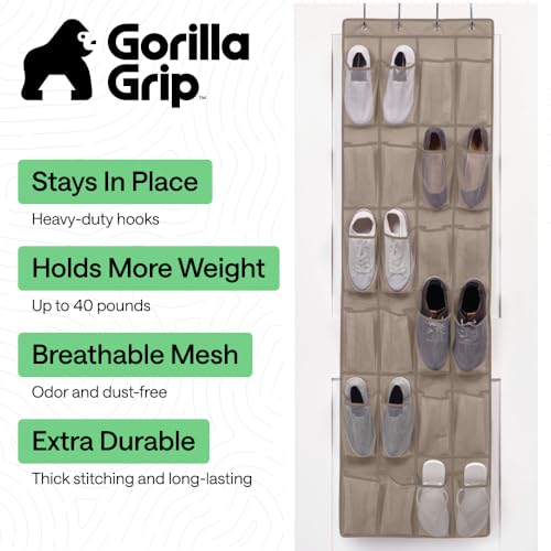 Over the Door Shoe Organizer (Beige / 24 Pockets/4 Hooks)