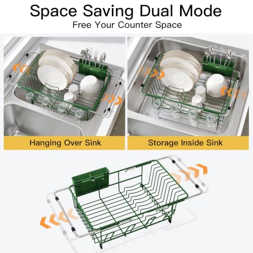 Green Dish Drying Rack in Sink (Green / For 12"-30"w Sink)