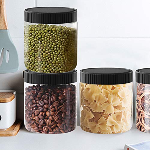 6 Pack 16 Oz Plastic Jars with Black Lids
