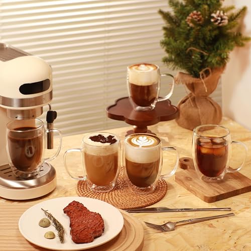 12oz Double Walled Glass Coffee Mugs (12oz(2-pack))