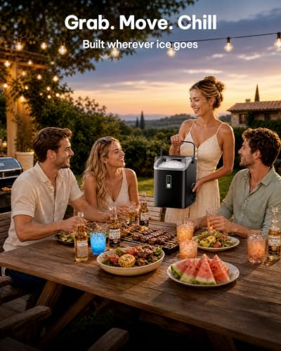 Nugget Ice Maker with Carry Handle (Black / 36lbs)