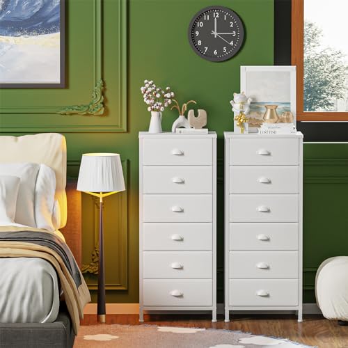 White Dresser for Bedroom (White / 11.5"D x 16"W x 39.6"H (6 Drawers))