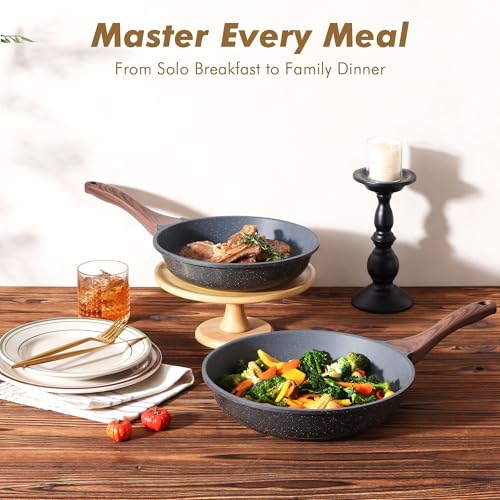 Nonstick Frying Pans (Gray / 9.5+11 Inch)