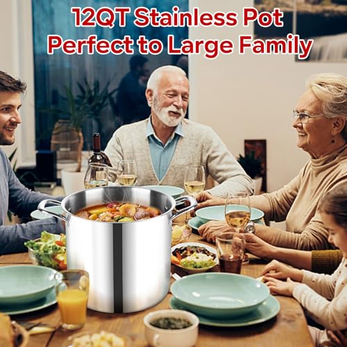 12 QT Stock Pot with Lid (12 Quarts)