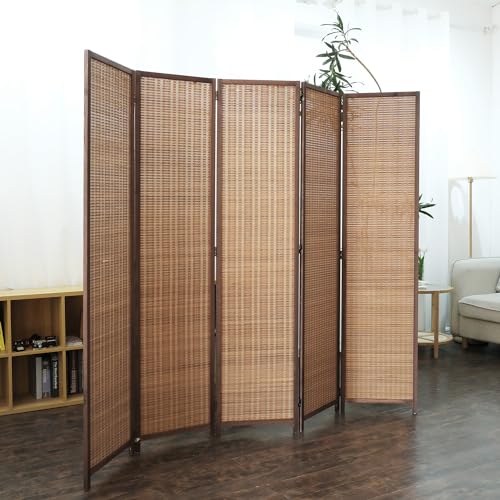 5 Panel Bamboo Room Divider (Brown / 5 Panel)
