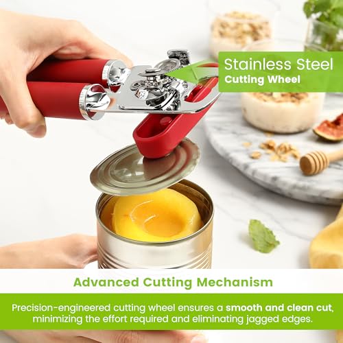 Stainless Steel Manual Can Opener with Soft Grip Handles