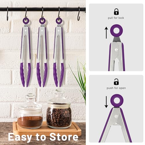 Small Silicone Kitchen Tongs 7 (Purple)