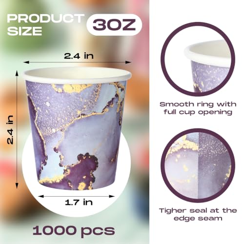 1000 Pcs Disposable Paper Cups Small (Marble / 2.36*2.4*1.73 inches, 3.7oz)