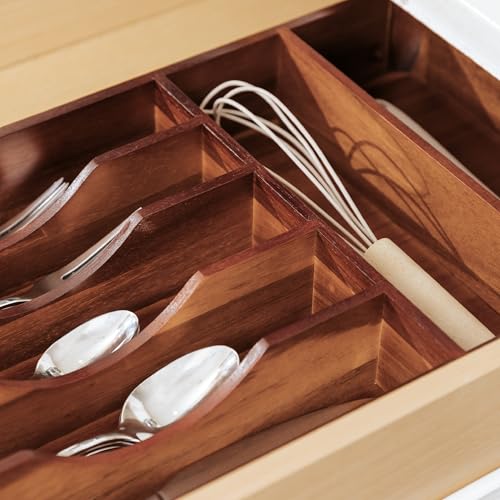 Silverware & Utensil Organizer (Natural Acacia)