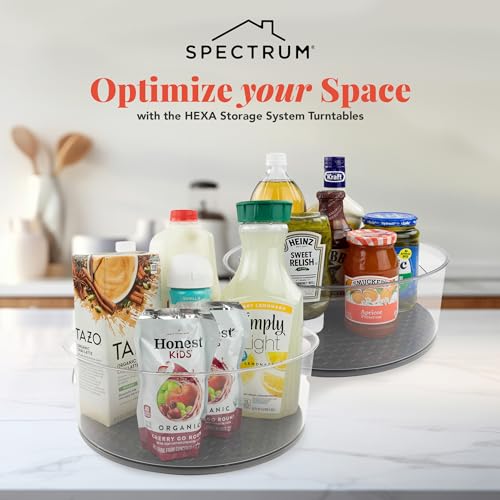 Extra Large High Wall Turntable 12.25 in Pack of 2 Charcoal Gray XL Tall Lazy Susan Rotating Organizer for Kitchen Countertop Bath Cabinet Refrigerator Pantry Shelf Under Sink Organization (Large)