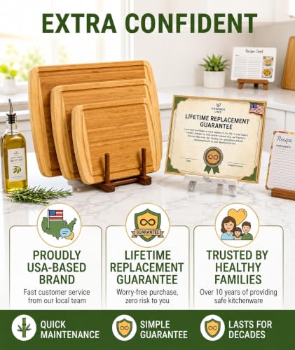 INDESTRUCTIBLE Extra Large Bamboo Cutting Board Set of 3 with Vertical Grain Strength Technology (Two-Tone)