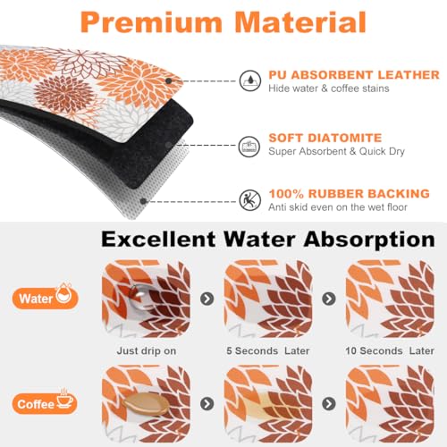 2Pcs Fall Dish Drying Mat & Sink Splash Guard (Orange / 16" X 24" + 24" X 5.5")