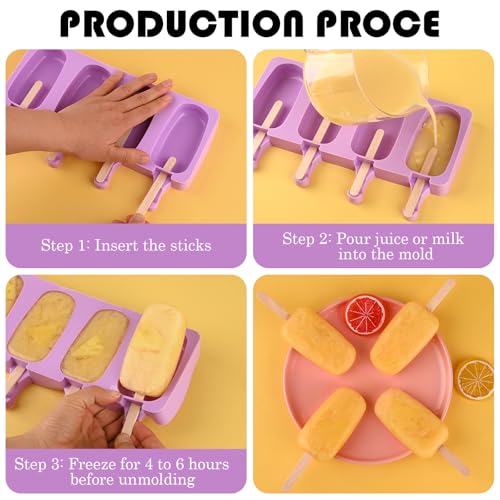 Large Oval Silicone Popsicle Molds (3 Pcs Large - Purple)