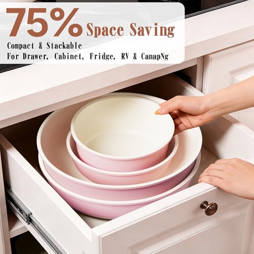 Pots and Pans Set Non Stick (Pink)