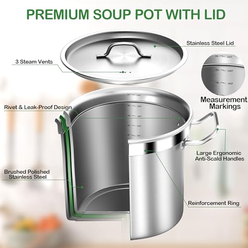 Stainless Steel 24 Quart Stock Pot with Lid (24 Quarts)