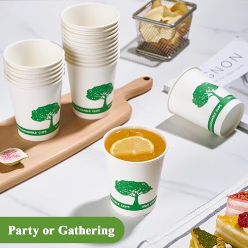 400 Pack Compostable Paper Cups (White)
