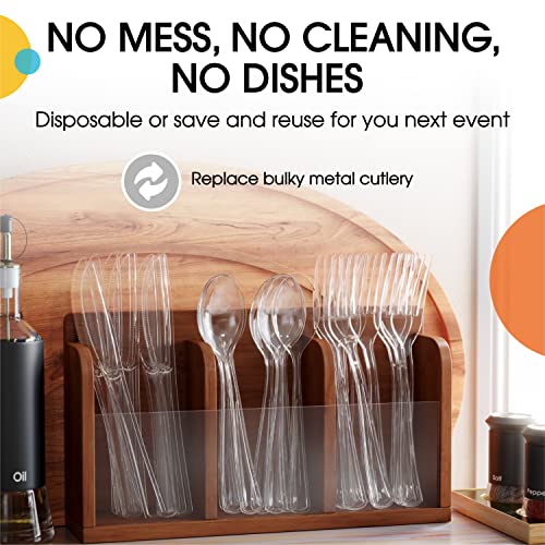 Clear Plastic Knives 200 Pcs Clear Knives Disposable Utensils Heavy Duty Plastic Cutlery Set Disposable Cutlery Sets Flatware Sets Silverware Set Party Supplies & Party Tableware (Clear / Knives)