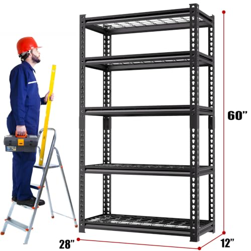 5 Tier Heavy Duty Garage Shelving (5T 28" W x 12" D x 60''H)