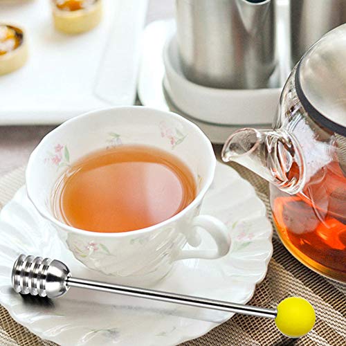 Stainless Steel Honey Dipper Stick 6.3 Inch Honey Wand Server for Honey Pot Dispense Drizzle Honey (1 Pcs Yellow)