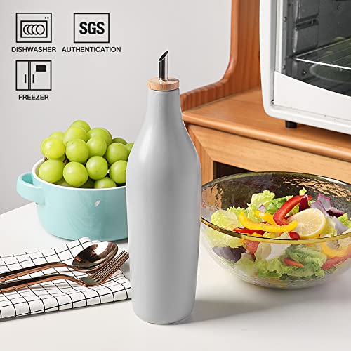 Sweejar Matte Ceramic Olive Oil Dispenser Bottle with Spout (Gray / 17 Oz(Glazed))