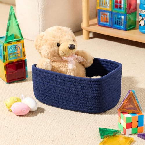 Small Storage Baskets for Organizing (4pcs-L11.5xW7.5xH4.7" / Navy Blue)