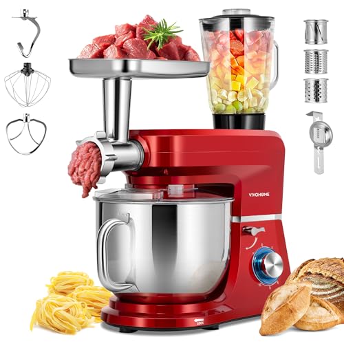 6-in-1 Stand Mixer, 8.5-Quart Tilt-Head Mixer, 10 Speeds, Red (6-in-1 / Red)