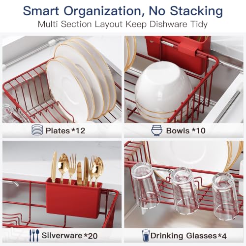 Red Dish Drying Rack in Sink (Red / For 12"-30"w Sink)
