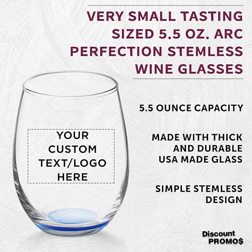 Custom Stemless Wine Glasses by ARC 5.5 oz Set of 12 (100 Count)