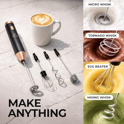 Rechargeable Milk Frother Handheld (Ultra Black Copper / Rechargeable Z1 Motor Max)