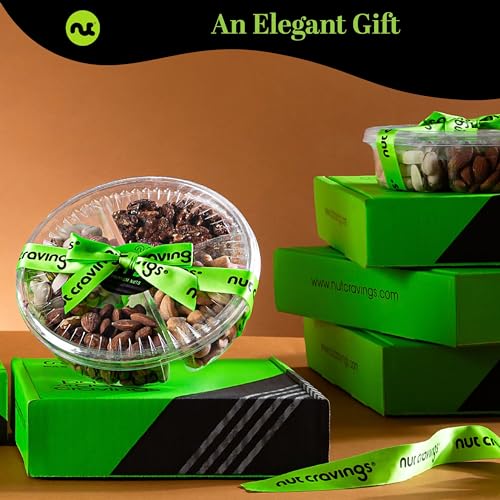 Mixed Nuts Gift Basket + Green Ribbon