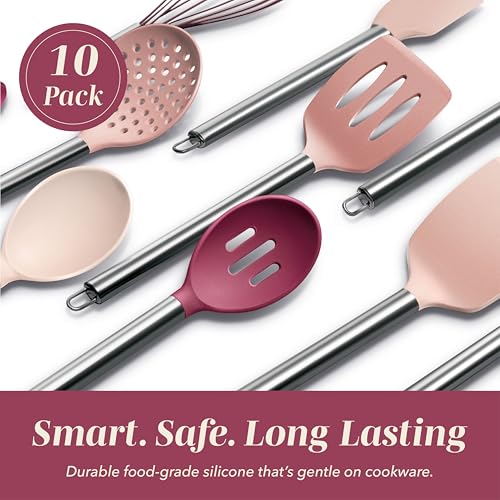 Silicone Cooking Utensils (Rose / 10 Pieces)