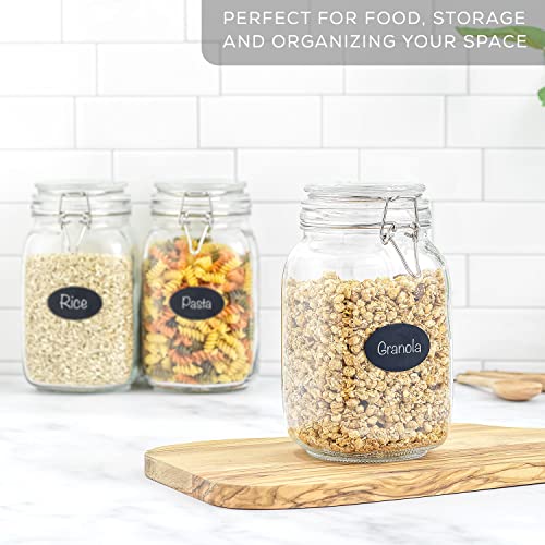 Airtight Glass Jars with Lids Set of 3. 50oz Glass Jar with Lid and 6 Silicone Seals! Med Glass Food Storage Containers. Square Mason Jar