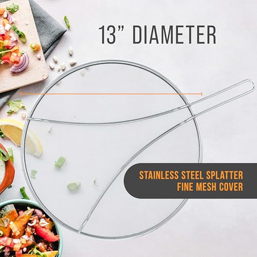 Stainless Steel Splatter Guard 13" Fine Mesh Cover