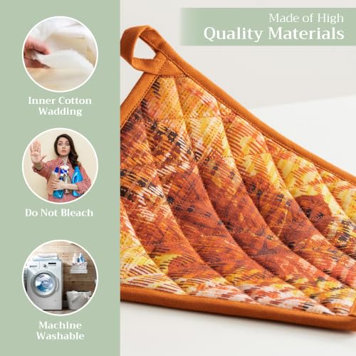 Pot Holders 100% Cotton Potholders (061 - Thanksgiving Tartan / 8" x 8" (Pot Holder Pack of 2))