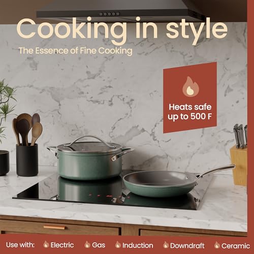Bakken 12 Piece Ceramic Cookware Set (Green / Pack of 12)