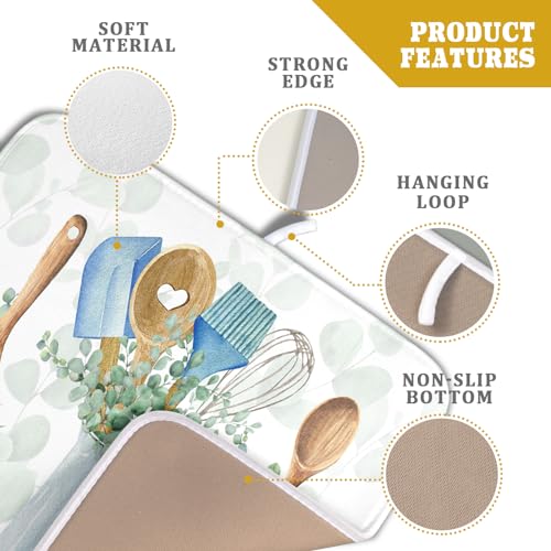 Sage Green Dish Drying Mat for Kitchen Counter (cooking supplies / 16" x 18")