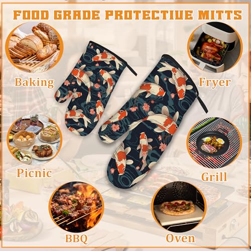 Goldfish Flower Japanese Oven Mitts and Pot Holders (4 Count)