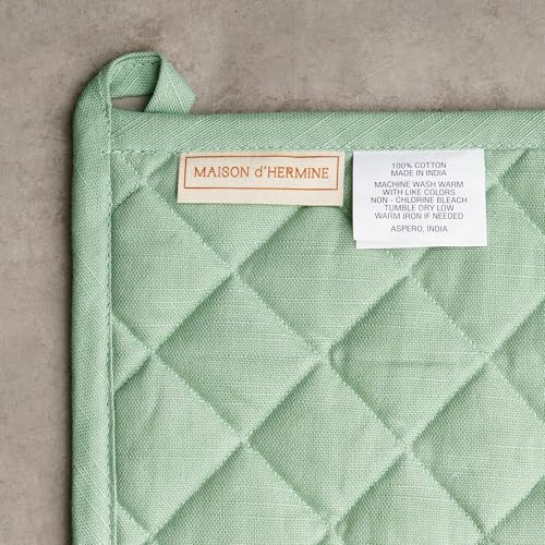 100% Cotton Oven Mitt & Pot Holder Set (035 - Printemps / 7.5" x 13" & 8" x 8" (Oven Mitt & Pot Holder))