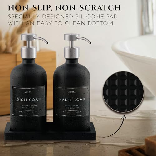 Glass Soap Dispenser Set of 2 (Black/Silver)