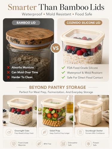 12 Pack Square Glass Pantry Storage Containers Set with Glass Lids (12 Count)