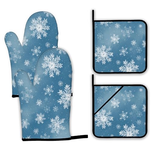 Snowflakes Oven Mitts and Pot Holders (4 Count)