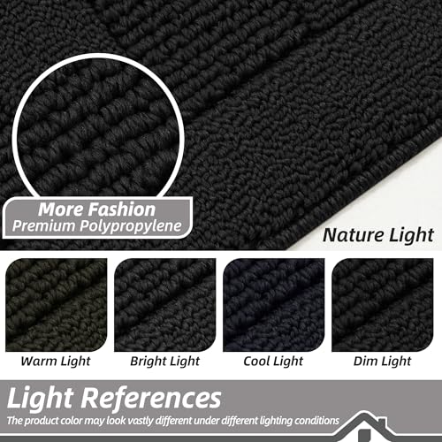 24x60 in Kitchen Rugs Non Slip Washable Kitchen Runner Rug (2' x 5' (Semicircular) / Black)