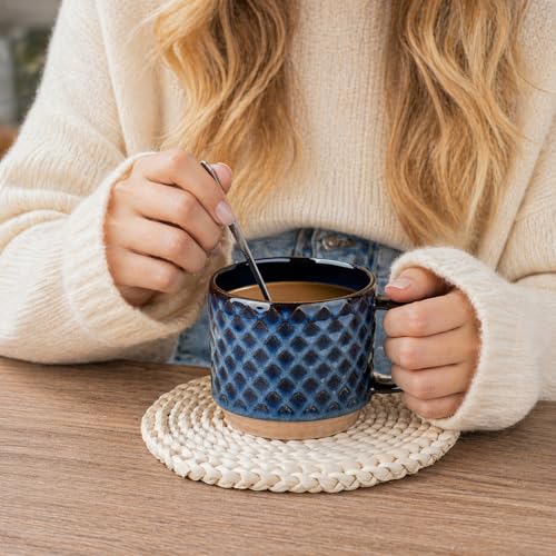 12 OZ Stackable Coffee Mugs Set of 4 (Deep Sea / 12oz (With Stand))