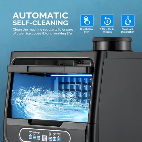 90LBS 24H Countertop Ice Maker with 2 Water Inlets & Appointment Function (Black / 90LB)