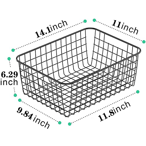 Metal Black Large Wire Basket Food Storage Organizer (Black / 2-Large)
