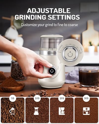 Electric Super Silent Blade Coffee Grinder (Cream / 2 Bowl)