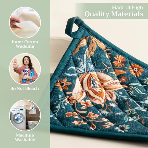 Pot Holders 100% Cotton Potholders (048 - Luxury Loft - Dark Teal / 8" x 8" (Pot Holder Pack of 2))