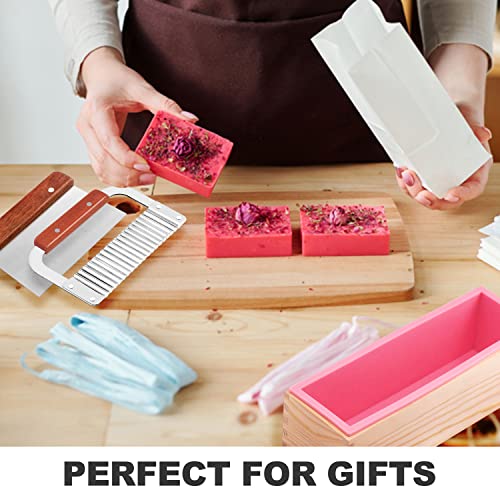 2 pcs Rectangular Soap Molds Kit with Cutters (Pink+Yellow - Rectangle)