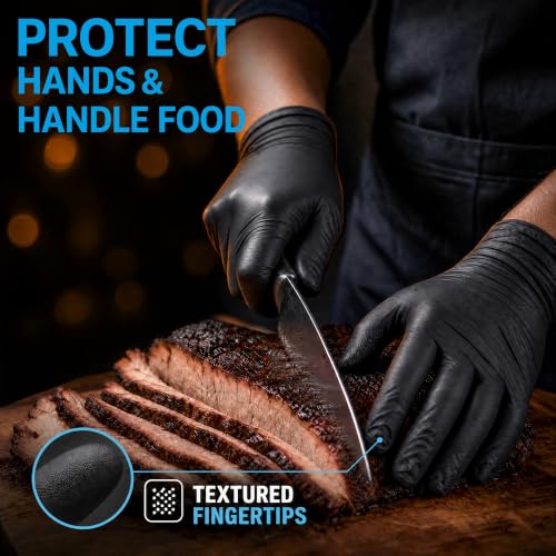 Nitrile Gloves Disposable Rubber Latex Gloves Black Nitrile Latex Gloves XL Black Rubber Gloves Disposable Cleaning Mechanic Gloves HEAVY DUTY 6 Mil Nitrile Gloves (1000 Count)