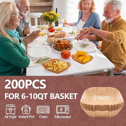 200 Pack 9 Inch Air Fryer Parchment Liners (9 Inch)